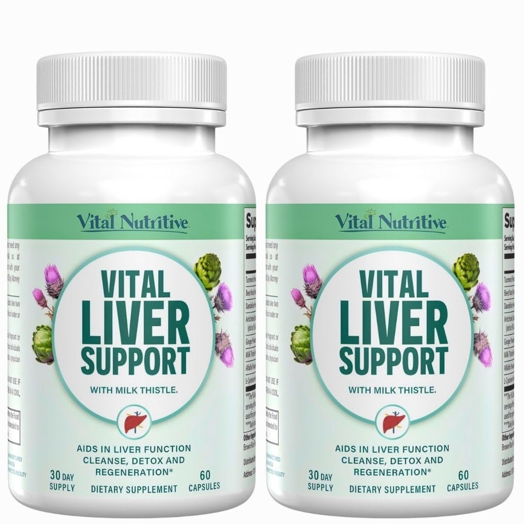 Vital Liver Support - Premium Liver Cleanse Detox & Reparasjon Formula med Melk Thistle støtter Liver Health og Detox Cleanse