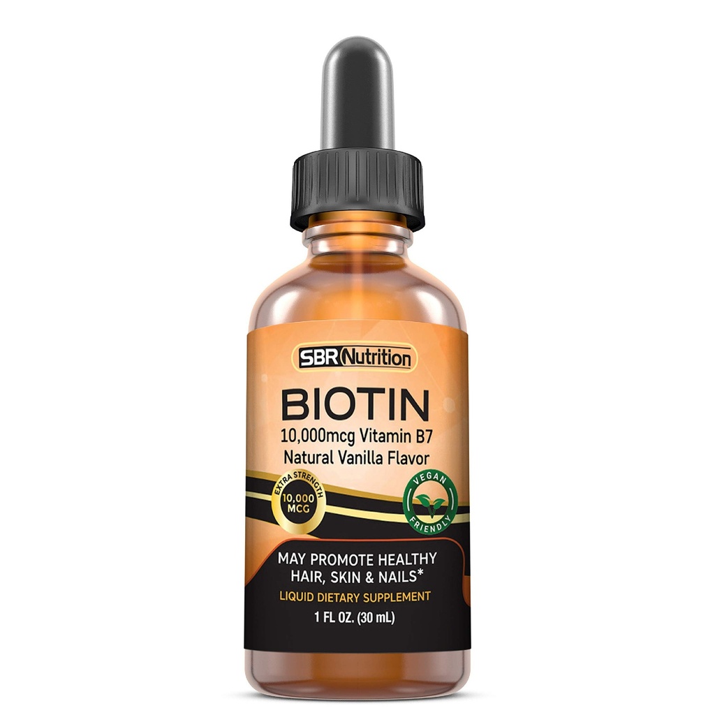 MAX Absorpsjon Biotin flytende dråper, 10000mcg Biotin Per Serving, 60 Servering, Ingen kunstige konserveringsmidler, Vegansk Vennlig, støtter sunn hårvekst, sterke negler og glødende hud, laget i USA