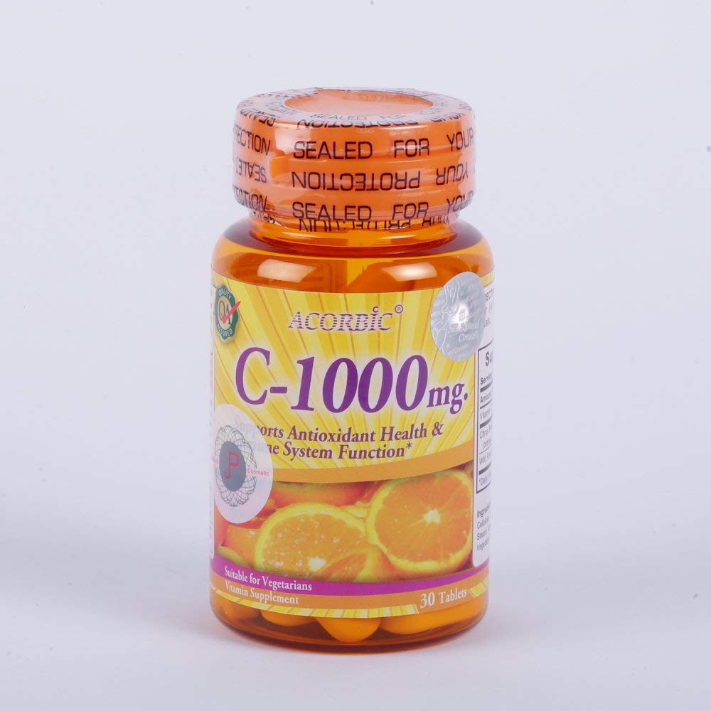 30 piller Acorbic C 1000 Mg Vittamin C Supplement lys klar raskere hvitnende askorbinsyre
