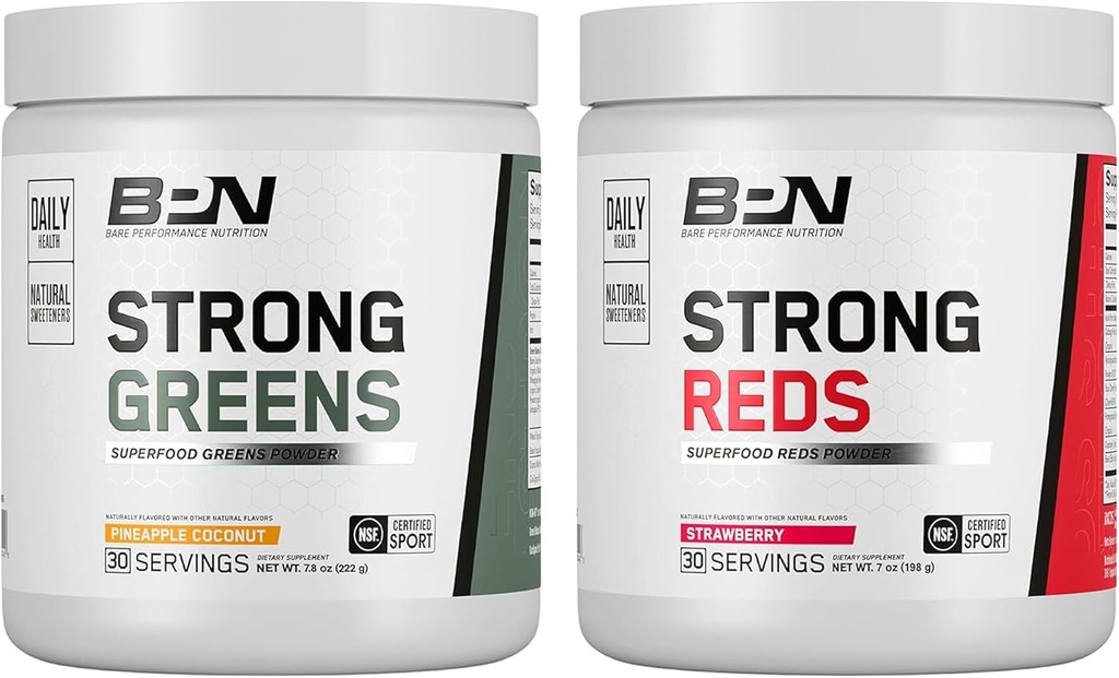 BARE PERFORMANCE NUTRITION BPN Sterk Grønn (Pineapple Coconut) & Røde (Strawberry) Superfood Bundle