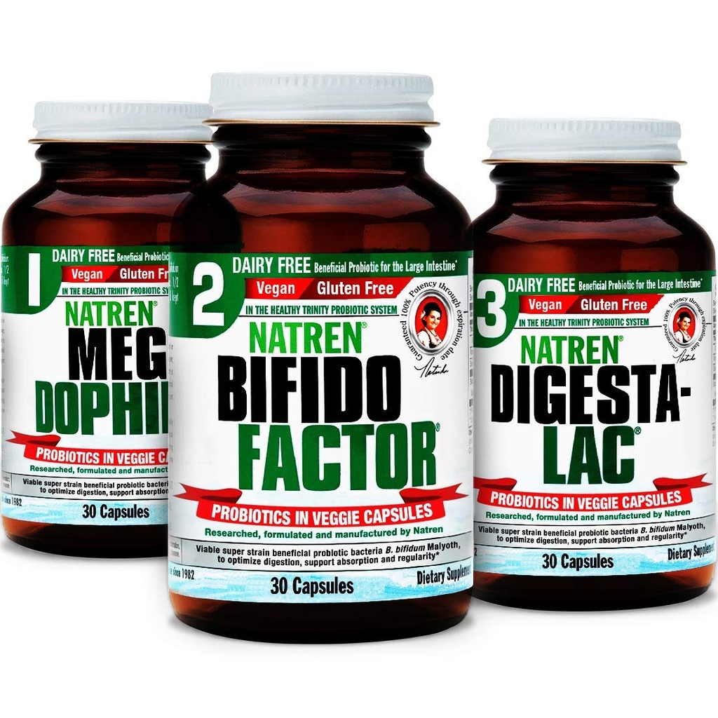 Naren Sunn Start System Dairy Free Probiotic Supplement System for Forbedret Digestion, 30 kapsler (pakke på 3)