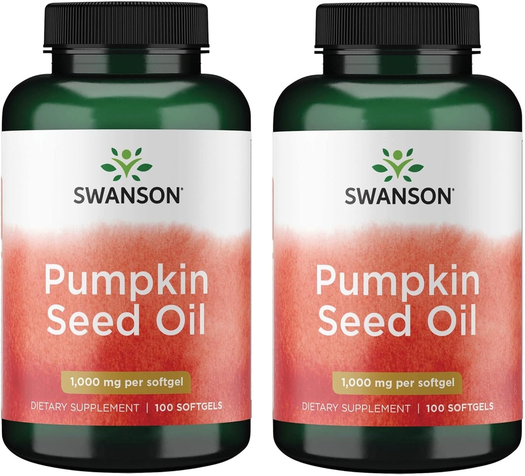 Swanson Pumpkin Seed Oil - høy biotilgjengelig EFA - (100 Softgel Kapsler, 1000 mg Hver) 2 Pakke