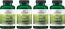 Swanson Milk Thistle (Standardisert) - Herbal Liver Support Supplement v/ 80% Silymarin - Naturlig formel som hjelper til å opprettholde generell helse og velvære - (120 kapsler) (4 pakke)