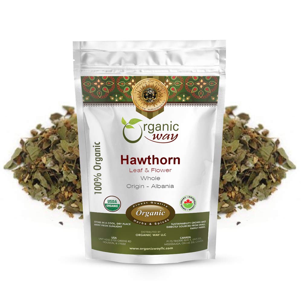 Organic Way Hawthorn Leaf og Flower Whole (Crataegus monogyna) - Herbal Tea 中 European Wild-Harvest USDA & Kosher Certified  enhver GMO & Glutenfri | Opprinnelse - Albania (1/2LBS / 8OZ)