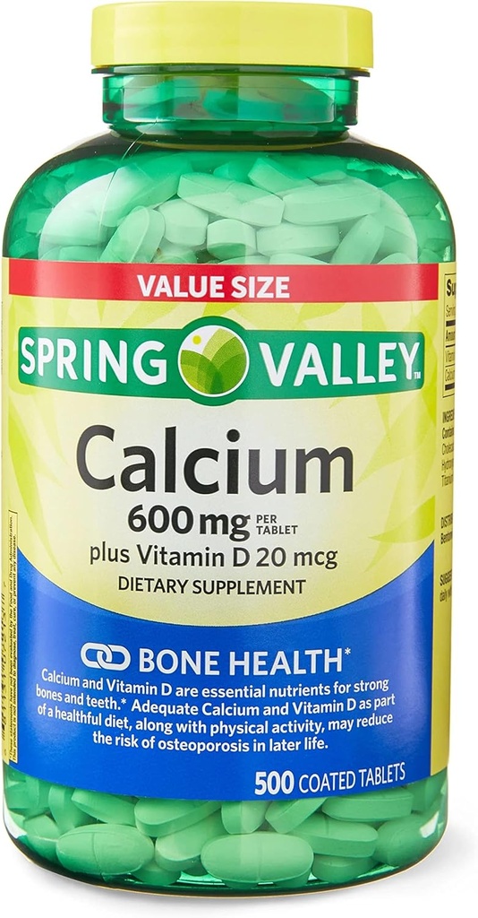 ikj Kalsium Plus vitamin D-tabletter Kosttilskudd verdi, 600 mg, 500 teller