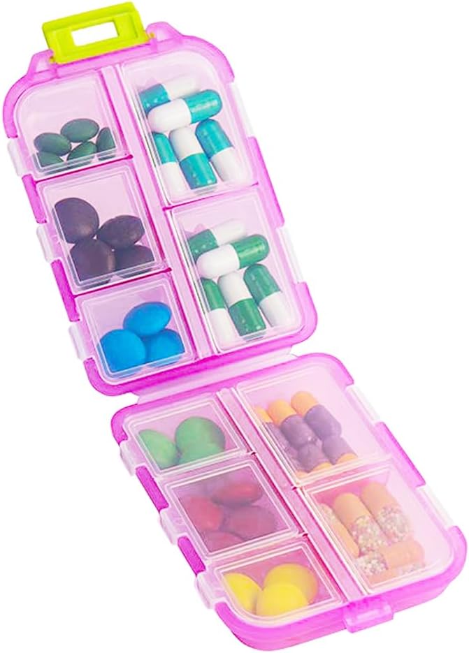 Reise pilleorganisator, Moisture Proof Daily Medicine Dispenser Box, liten ukentlig vitamin saken for kosttilskudd, Fish Oil, Meds, Pocket Pharmacy Søt Kapsel Container 10 Sammenligninger, Pink