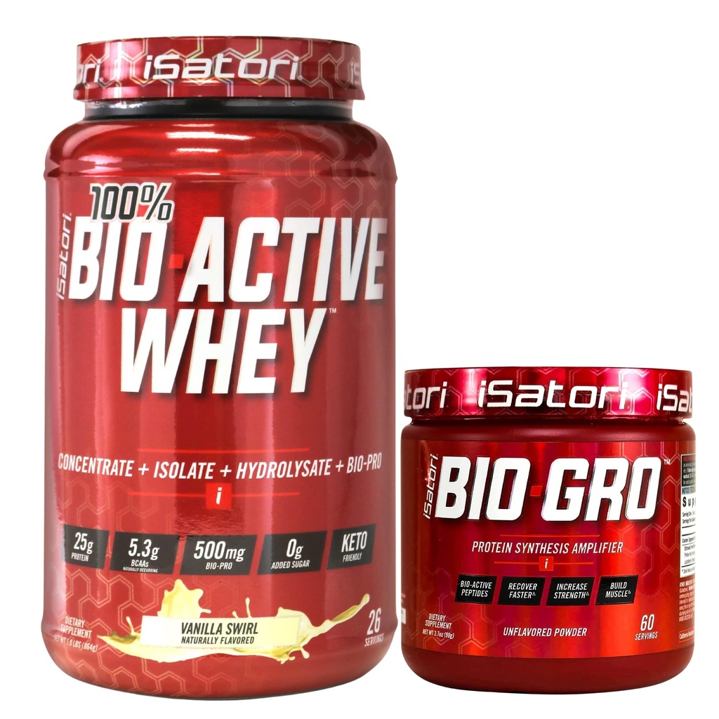 iSatori Bio-GRO Vanilla Iskrem (60 Serveringer) & Bio-Active Whey Protein pulver Unflavored (30 Serveringer)