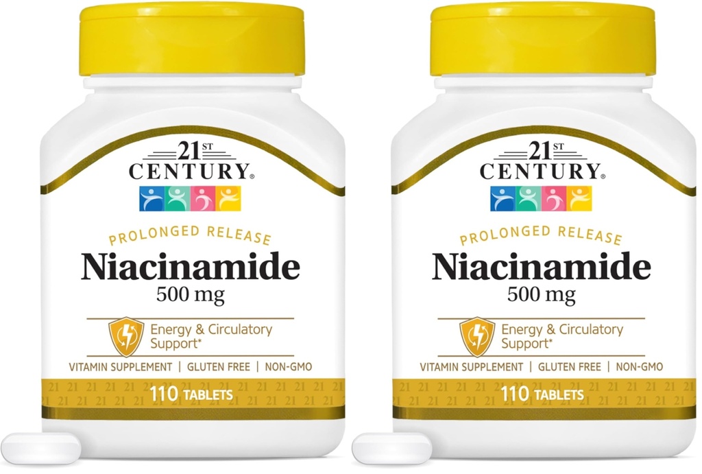 21st Century Niacinamid 500 mg Langvarige releasetabletter, 110-tall (pakke med 2)