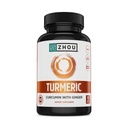 Zhou Turmeric Curcumin med Ginger - Turmeric og Ginger Supplement for kvinner og menn, Curcuminoids med Black Pepper Extract for Digestion og Digestive Helse - 90 Veggie Capsules