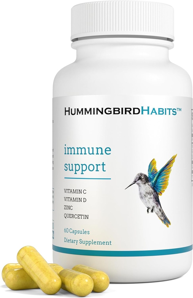 Immunstøtte, Sink Quercetin vitamin C og D immunkompleks, Dihydrat Quercitin Kosttilskudd 500 med sink vitamin C D3 for immunforsvarsstøtte, Vegansk Supplement (60 kapsler)
