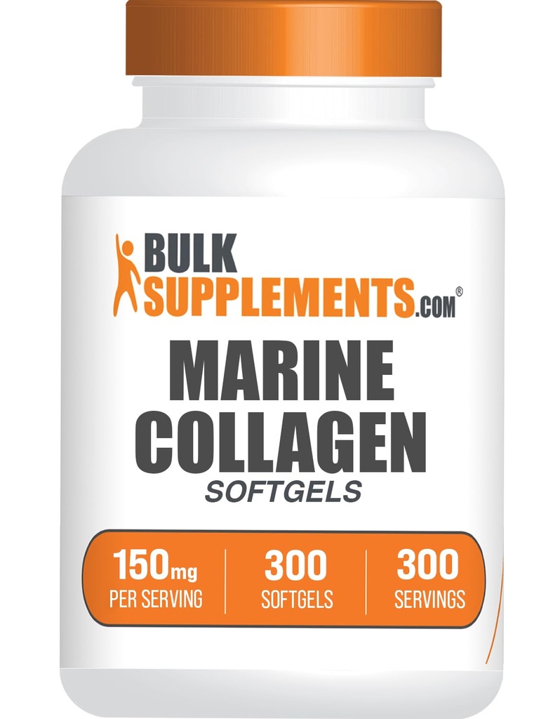 BulkSupplements.com Collagen Softgels - Collagen Peptides Capsules - Collagen piller for kvinner - Collagen Peptides piller - Marine Collagen - Collagen Supplements (300 greve - 300 serveringer)