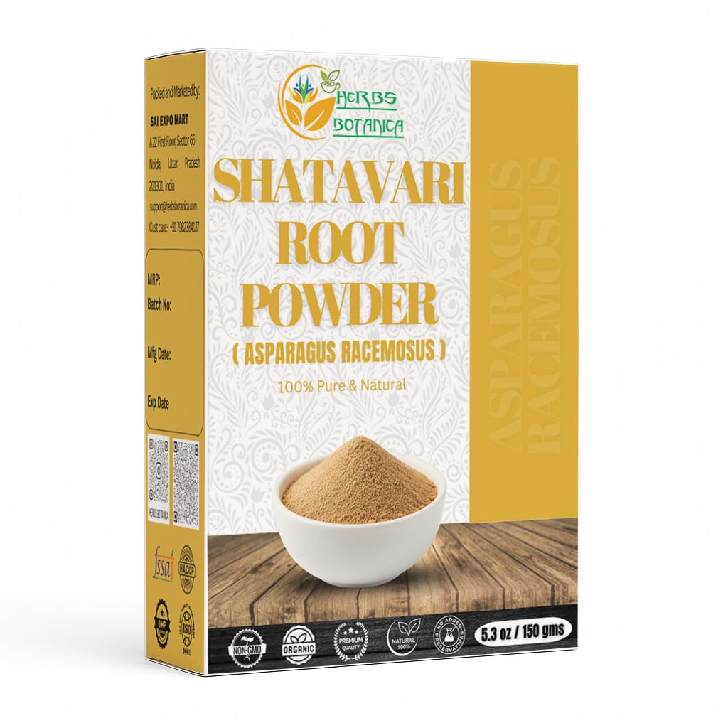 Herbs Botanica Shatavari pulver naturlige asparges rasemosus for lactation amming Shatavri Satawar Kalpa Kalp India forbedrer lactation | Revenates Stamina | 5,3 oz / 150 GMS