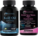 Antarktis krill olje 1600mg med Astaxanthin 2mg og irsk hav Moss Gummies 3000mg med svart frøolje og Ashwagandha 2000mg