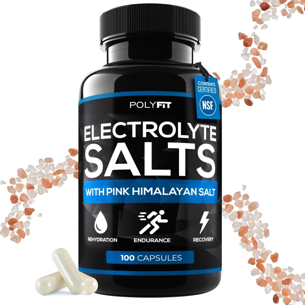 Polyfit elektrolyte salter - 100 saltpiller - Electrolytes erstatning salt tabletter for løpere - Supplement for rask hydrasjon, gjenoppretting og utholdenhet
