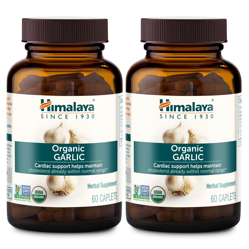 Himalaya organisk hvitløk, for lipidmetabolisme og immunstøtte, 1400 mg, 60 kapler, 1 måneds forsyning, 2 pakker