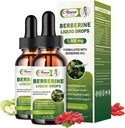 2 Pack Berberine Supplement flytende dråper for immunsystem og Digestive System Støtter -Premium Berberine HCL 1500mg med ren ceylon kanel -4 Fl Oz