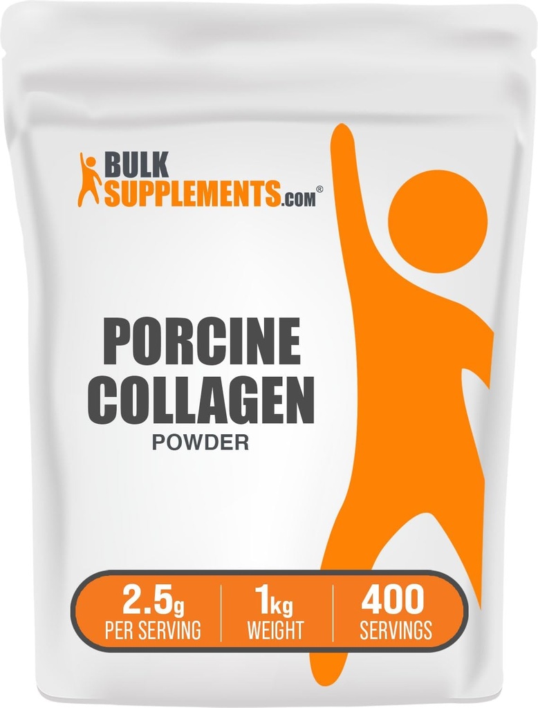 BulkSupplements.com Porcine Collage Powder - Hydrolysert Collage, Peptider - Glutenfri, 2500 mg per servering, 5kg (11 lbs) (Pack of 5)