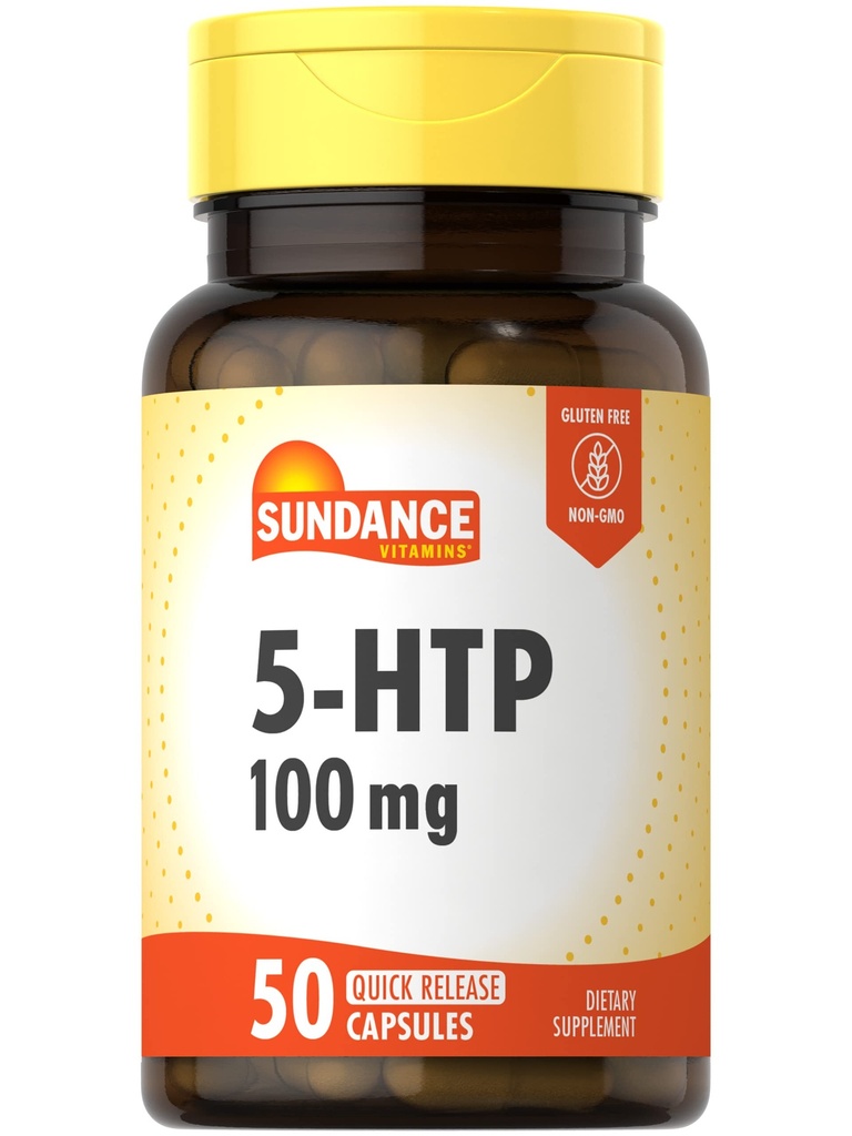 Sundance 5-HTP 100mg | 50 kapsler | 5 Hydroxtryptophan | Ikke-GMO & Glutenfri Supplement