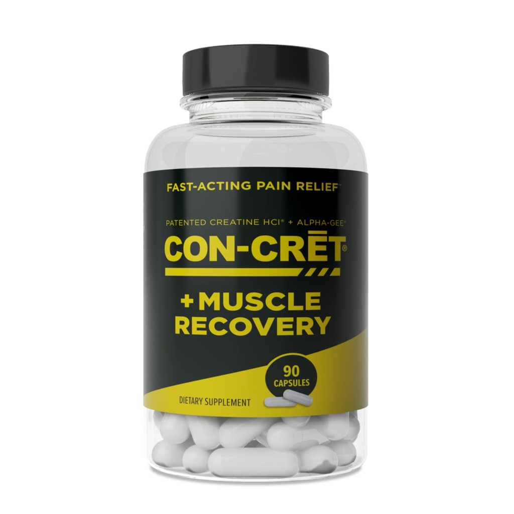 CON-CRET ProMera Sports Muskelgjenvinning, Konsentrert kreatin og alfa-GEE®, støtter muskelgjenvinning, reduserer sorg, gjenoppretter muskelhelse, 90 kapsler