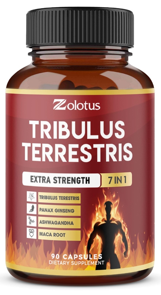 Tribulus Terrestris Kapsler med Ashwagndha, Panax Ginseng, Sag Palmetto, Maca, Shilajit - 90 Kapsler - 3 måneders forsyning