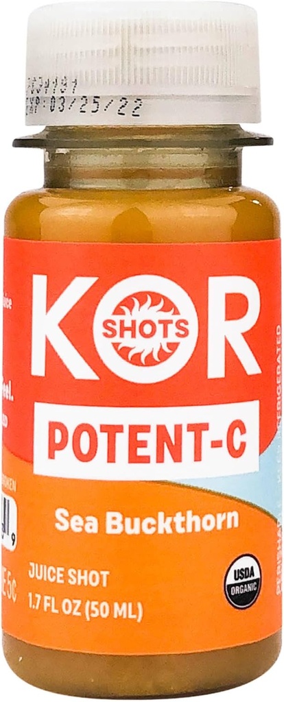 KOR Shots Sea Buckthorn og Baobab Shot - 1.7 Fl Oz - Potent C - Superfoods Vitamin C Shot - USDA sertifisert organisk