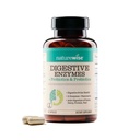 NatureWise Digestive Enzymes - Multienzymer med probiotika + Prebiotika - Post Mealtime Comfort & Bloating Support + Aids Digestion og Gut Health - Soya-Free, Non-GMO - 60 Capsules[1-month Supply]