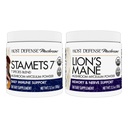 Host Defense Bundle med Stamets 7 Mushroom Powder, 3,5 oz & Lions Mane Powder, 3,5 oz - Støtte immunhelse med 7 Arter Blend - Støtte Hjerne Helse, Minne & Fokus *
