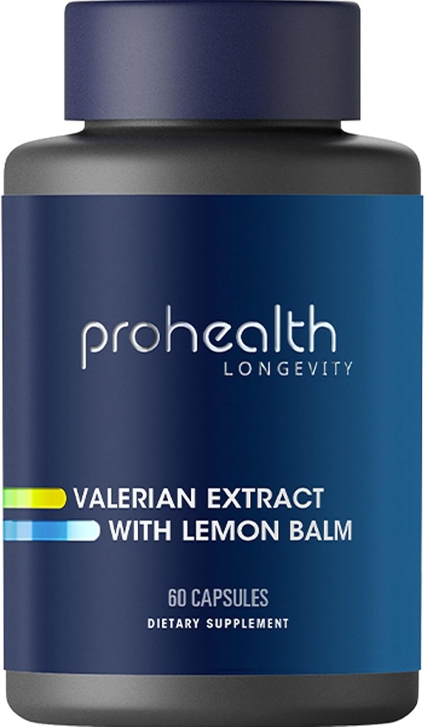 ProHelse Valerian Extract + Lemon Balm (60 kapsler) 160 mg Valerian + 80 mg Lemon Balm | Avslapping og søvnstøtte | Ingen morgen Grogginess | Vegansk | Glutenfri | Soja Gratis