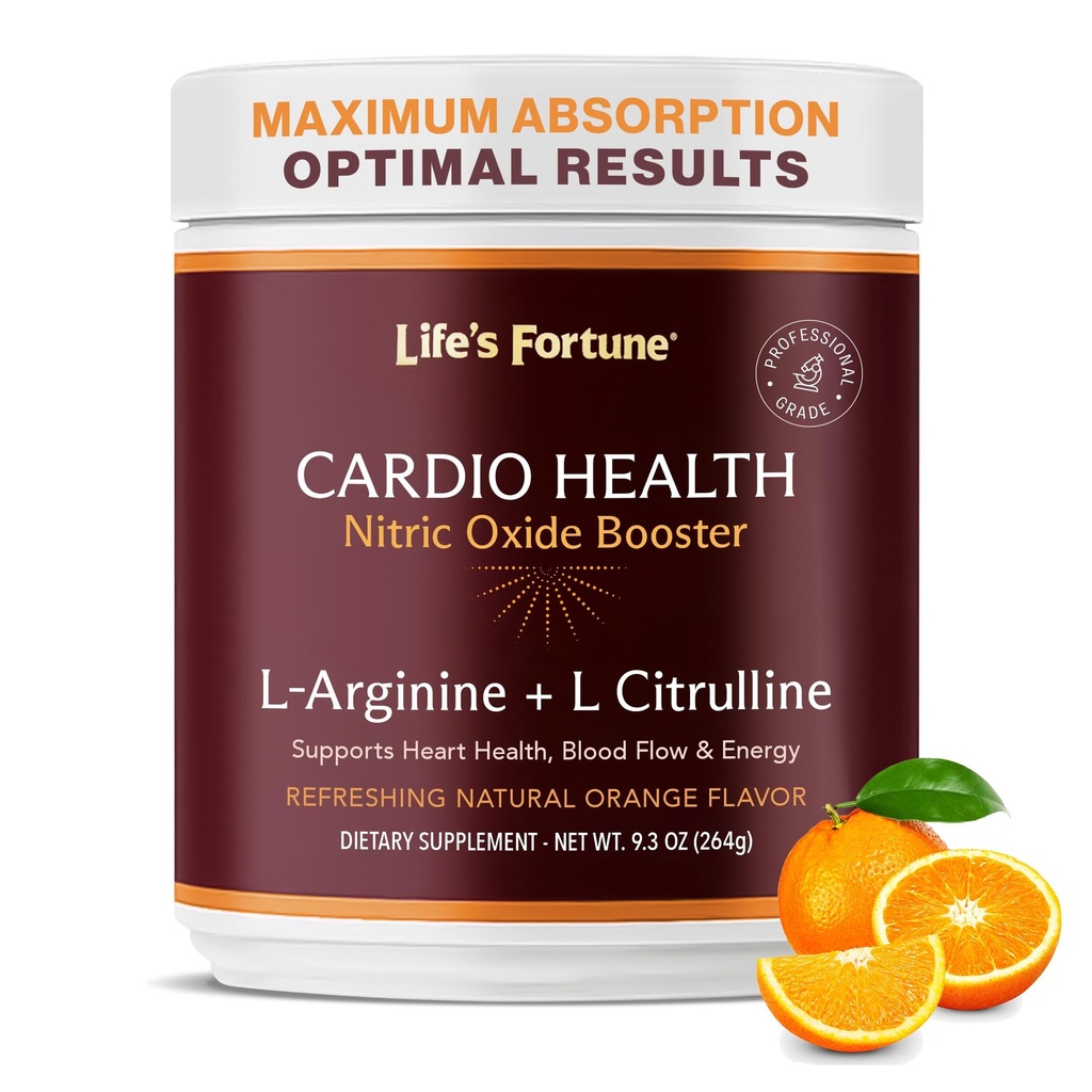 Livets Fortune 5000mg L- Arginine Supplement pulver & 1000mg L-Citrullin, høy potens Nitric Oxid Helse Booster, utholdenhet, trening ytelse, naturlig oransje flavor (20 serveringer)