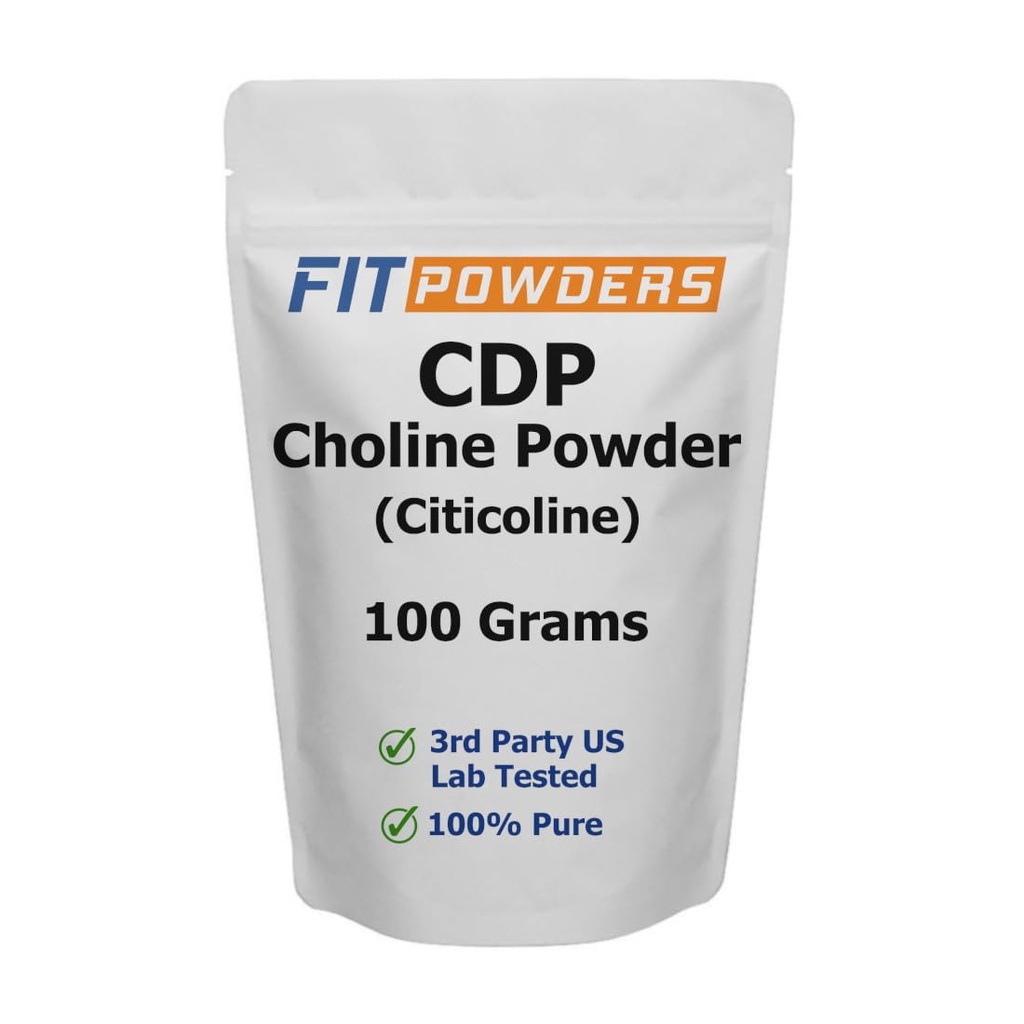 Citikolin pulver, CDP Choline pulver ren med Scoop, ikke-GMO, Kognitivt kosttilskudd for minne og læring (100 gram)