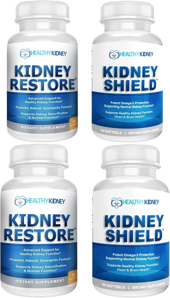 Njuregjenoppretting og Nurnal Shield 4-Pack Bundle Pills - Naturlig Nurn Support Supplement for Nurnal Cleanse Detox & Repair - Omfattende Nyre & Nurnal Health Supplement for å støtte Nurnal funksjon