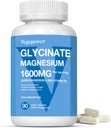 Magnesium Glycinate 1600mg Kosttilskudd - med vitamin B6 & sink, vitamin D3, Chelated Magnesium for søvn, Muskel, Bein og immun helse, høy absorpsjon Magnesio, ikke-GMO, Vegan 90 kapsler