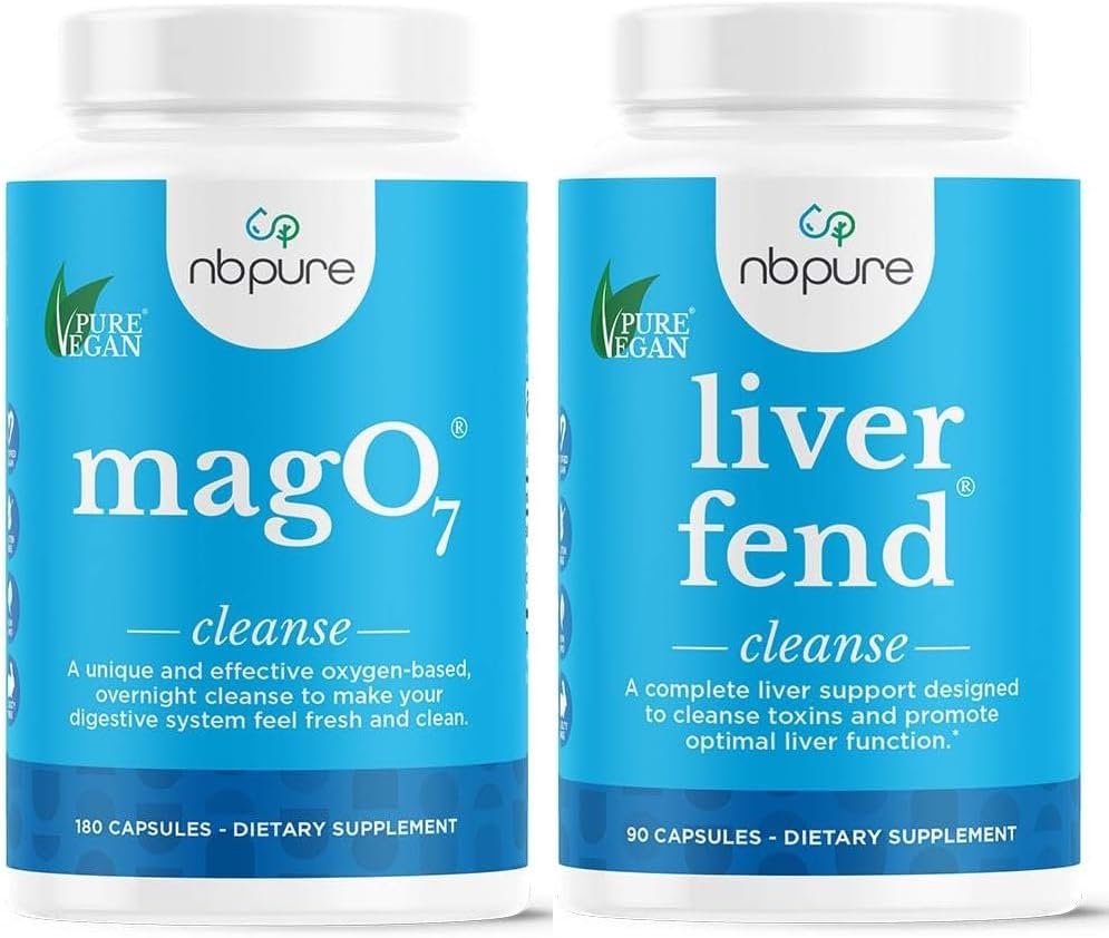 nbpure MagO7 + Lever Fend Detox Bundle  Oxygen Oksygen-drevet Colon Cleanse & Liver Support | Relief for anledninger, Bloating & Toxin Build-Up | Ozonated Magnesium + Melk Thistle, 180 Kapsler