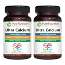 Ren ernæring Ultra Kalsium 1000mg med VIT D3 + K2 | 180 Tabs (90 X Pakke med 2) | Høyt absorberende kalsiumtilskudd med kalsiumcitratmalat, VIT D3, K2, Moringa Oleifera, magnesium og sink.