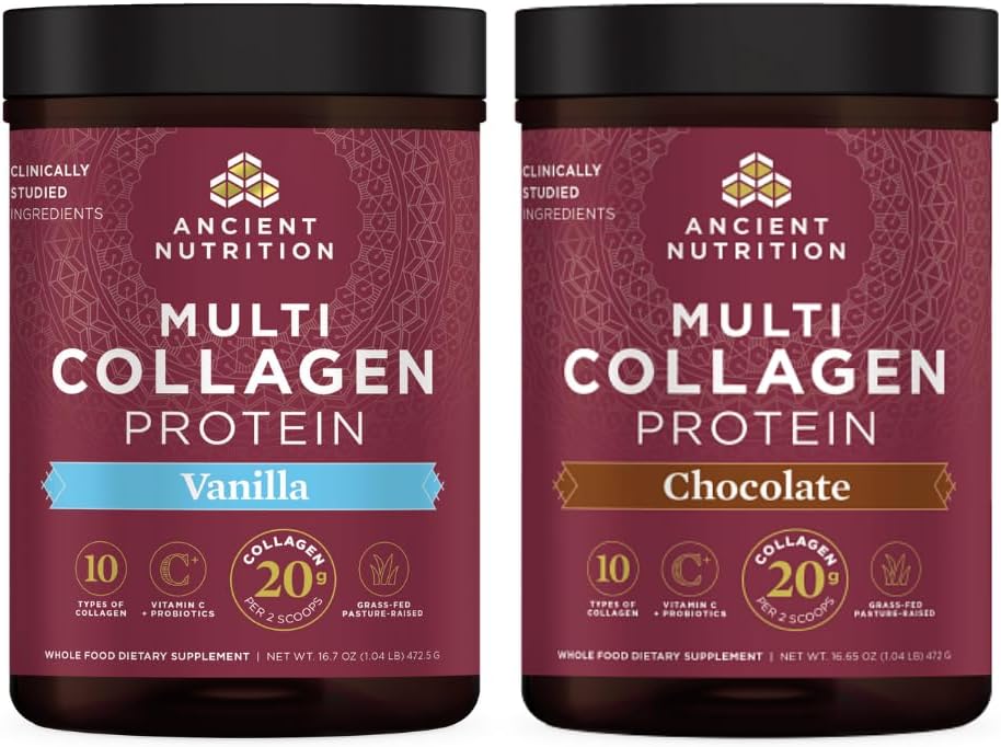 Antikk Ernæring Multi Collagen Protein pulver Vanilla 45 serveringer + Multi Collagen Protein pulver sjokolade 45 serveringer