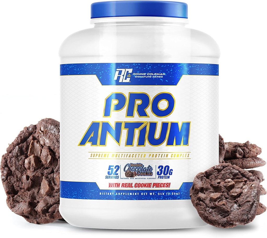Ronnie Coleman Signatur Series Pro-Antium Whey Protein pulver med BCAA og EAA, Kreatin for gjenoppretting og lean muskel støtte, 30g protein per servering, dobbel sjokolade cookies, 5 Lb