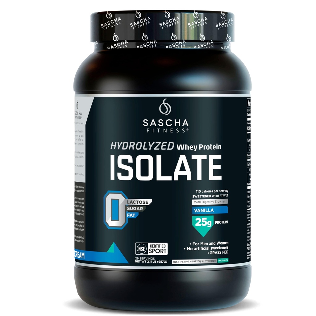 SASCHA FASHER Hydrolysert Whey Protein Isolate, 100% Grass-Fed (2 pund, Vanilla)