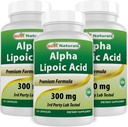 Beste Naturals Alpha Lipoic Acid 300 mg 120 kapsler (120 greve (pakke på 3))