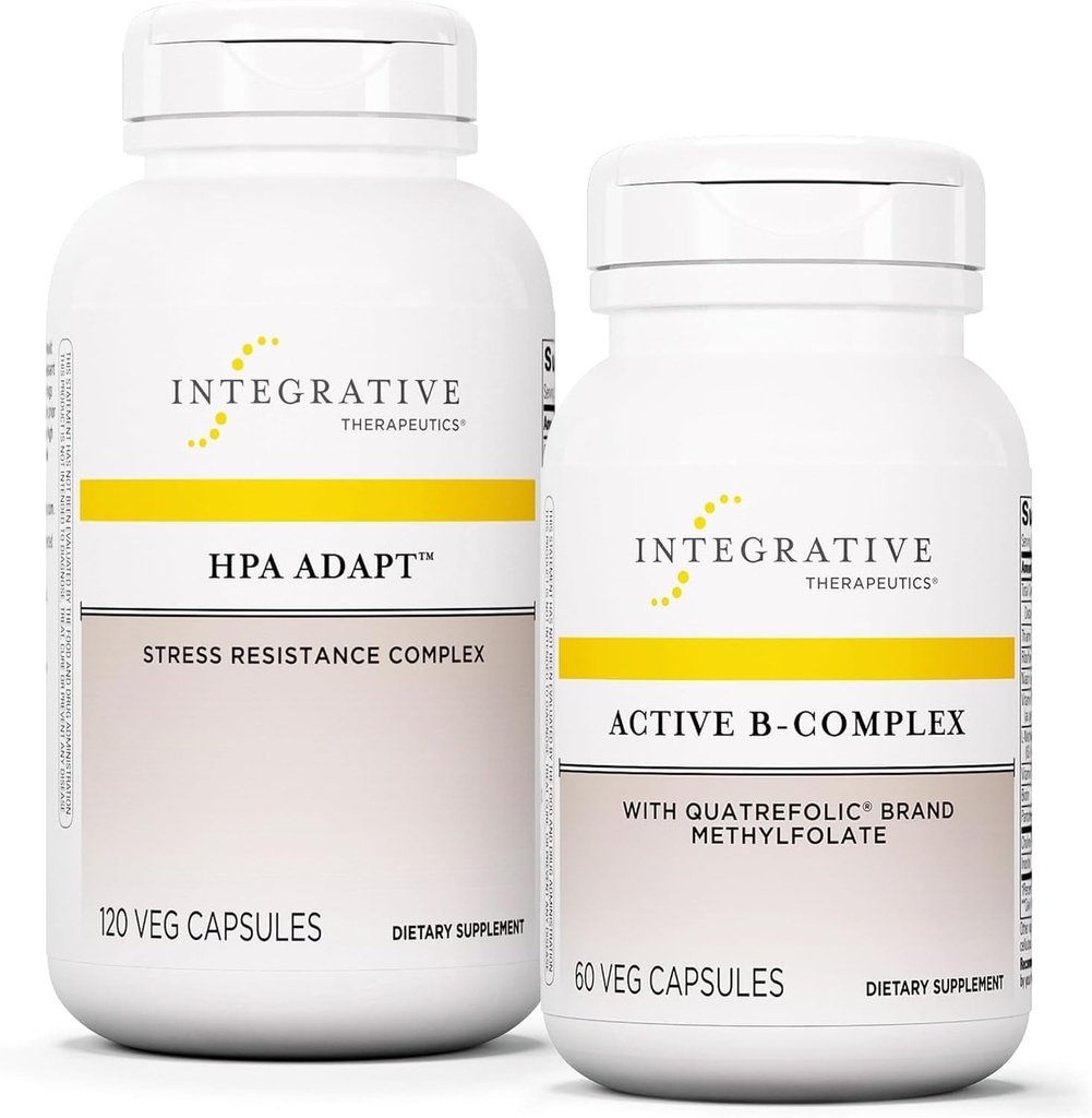 Integrativ terapi Bundle med aktiv B-kompleks, 60 kapsler og HPA Adapt, 120 vegankapsler - Aktiv B-kompleks for å støtte energimetabolisme - HPA adapter for å støtte sunn stressrespons