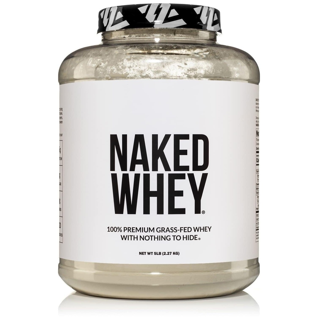 NAKED WHEY 5LB 100% Grass Fed Unflavored Whey Protein pulver - bare 1 ubegrenset, usedaturert - Ingen GMO, Soya eller Gluten - Ingen preservatives - fremme muskelvekst og gjenoppretting - 76 Services