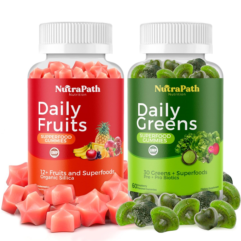 Superfood frukter og grønnsaker Gummies (120 Chews), 12+ Superfrukter og 30 grønnsaker, frukt og urter, frukt og grønnsaker vitaminer, ikke-GMO, Pektin-basert, Glutenfri