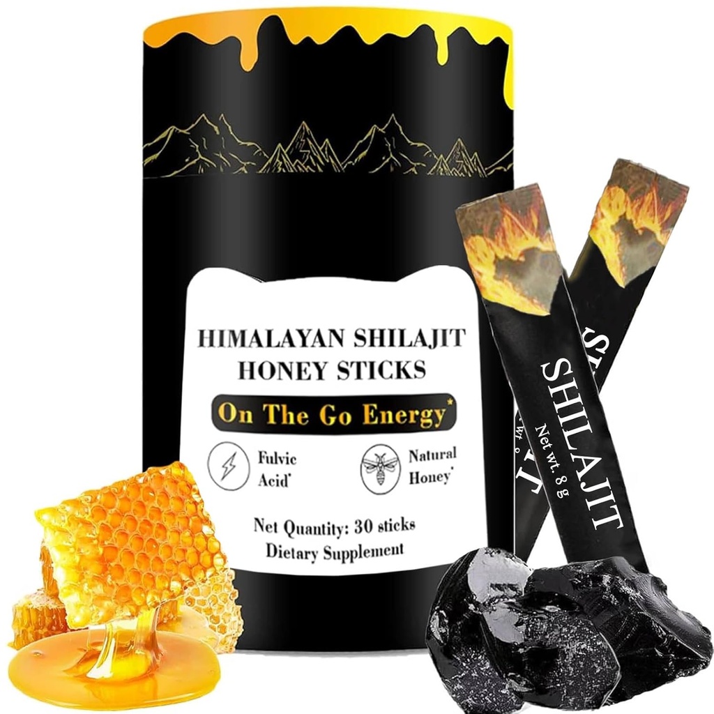 Shilajit Honning Sticks, Himalayan Shilajit Honning Sticks, ren Himalayan Restin, Honning & Saffron, 30 høy absorpsjon Sticks for energi, styrke og kognitiv støtte