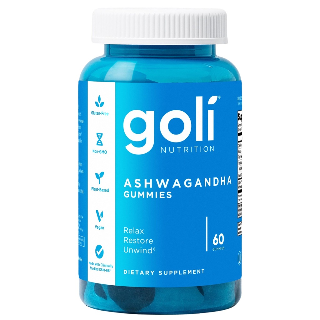 Goli Ashwagandha & vitamin D Gummy - 60 greve - Blandet Berry, KSM-66, Vegan, Plant Based, Ikke-GMO, Glutenfri & Gelatin Gratis slappe av. Gjenopprett. Unwind, pakke med 1