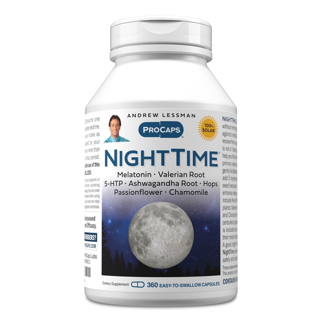 3 mg Melatonin, Valerian, Ashwagandha, Passionflower, Hops, Kamille. Ingen morgen Grogginess. Naturlig støtte, vennlig hvile. Lett å svelge kapsler
