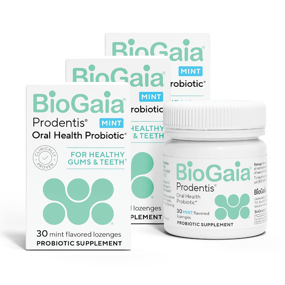 BioGaia Prodentis 3-Pack Dental Probiotic Lozenges | Fremme sunne gums og tenner | Forsvare mot tannproblemer | Replenish Oral Microbiome | Forbedre oral helse | Mint Flavor | 90 dagers forsyning