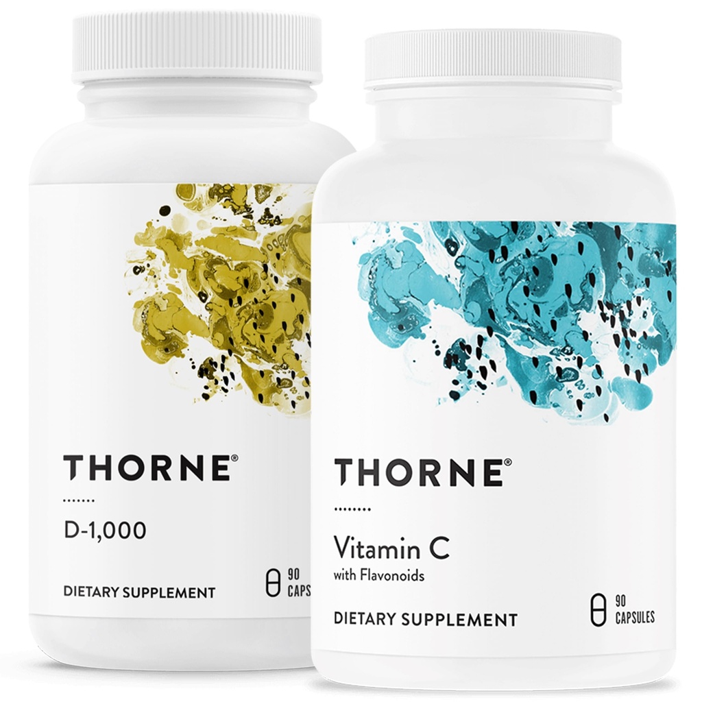 THORNE - immunstøtte Combo - vitamin D3 & vitamin C blanding for sunn immunfunksjon - 30 til 90 serveringer