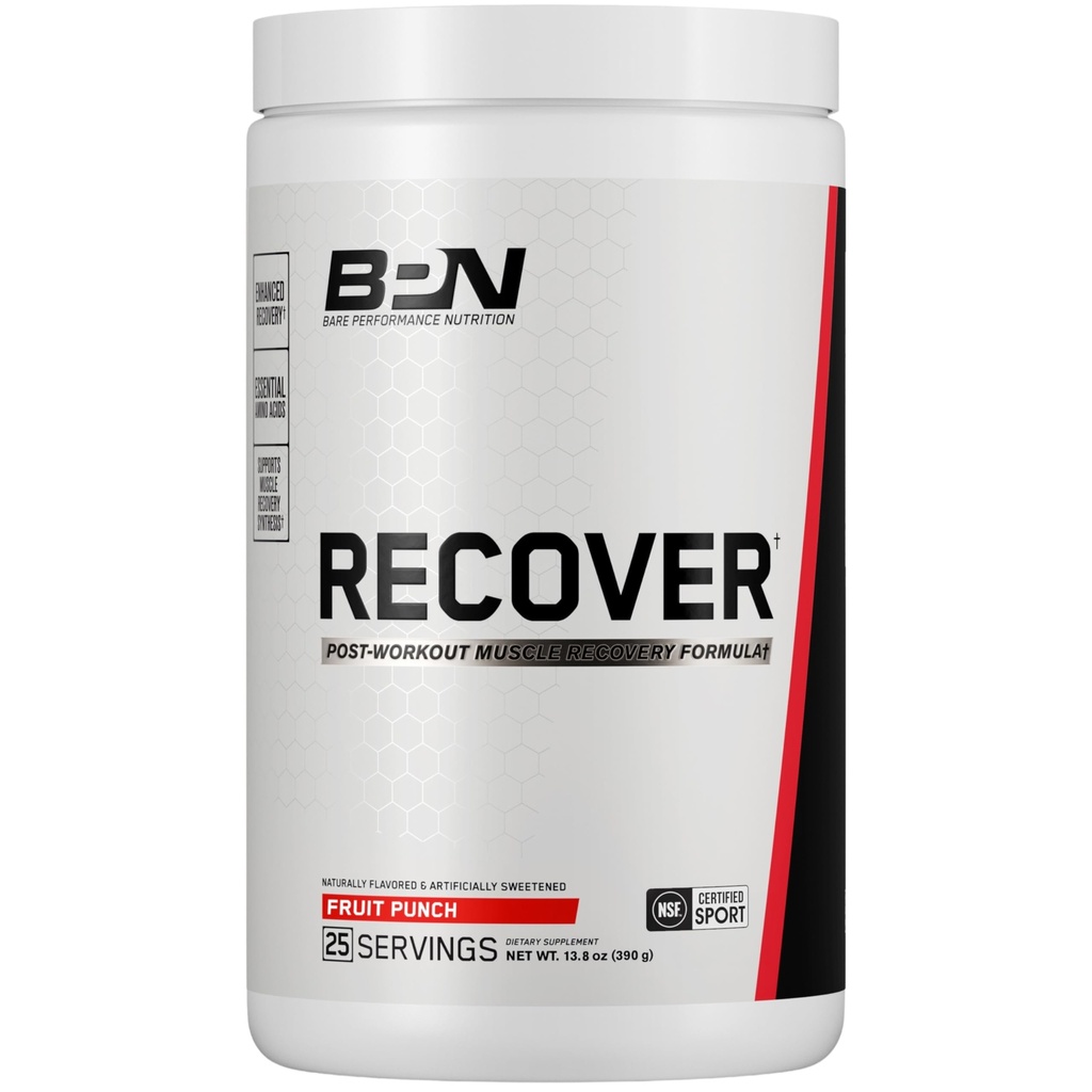 BARE PERFORMANCE NUTRITION BPN Recover Post‐ Workout Forbedret muskelgjenvinningsdrikk Mix essensielle aminosyrer med Amino9®, CherryPURE® Tart Cherry & Carnitine, 25 serveringer, fruktpunsj