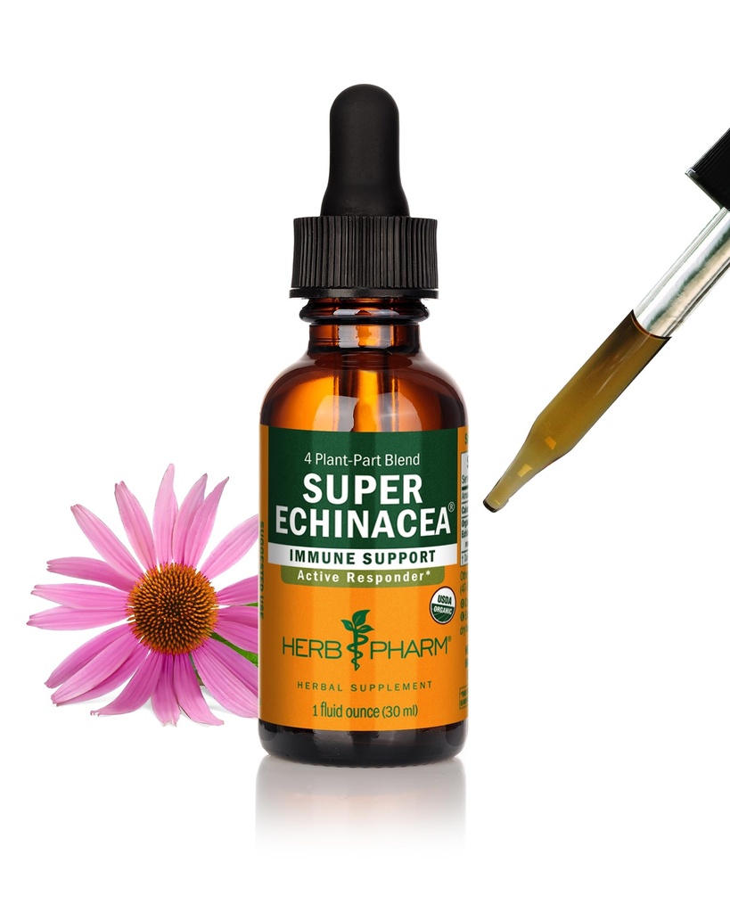 Herb Pharm Certified Organic Super Echinacea flytende ekstrakt for aktiv immunsystem støtte - 1 Ounce (DSUPER01)
