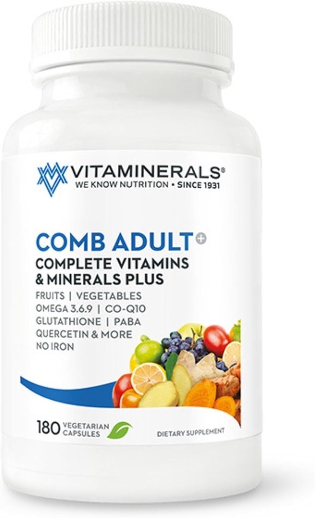 Vitamineraler CombAdult omfattende vitamin & Mineral formel | Ikke-GMO | Veggie Capssules (180)