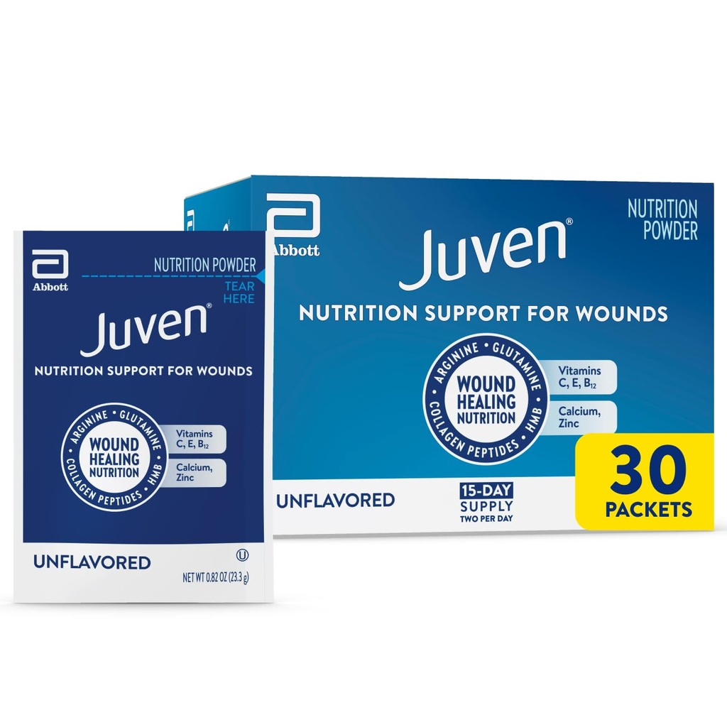 Juven Therapeutic Ernæring Drink pulver inkludert collagen Peptider, Aminosyrer og HMB for sår healing støtte, uslavored, 30 pakker
